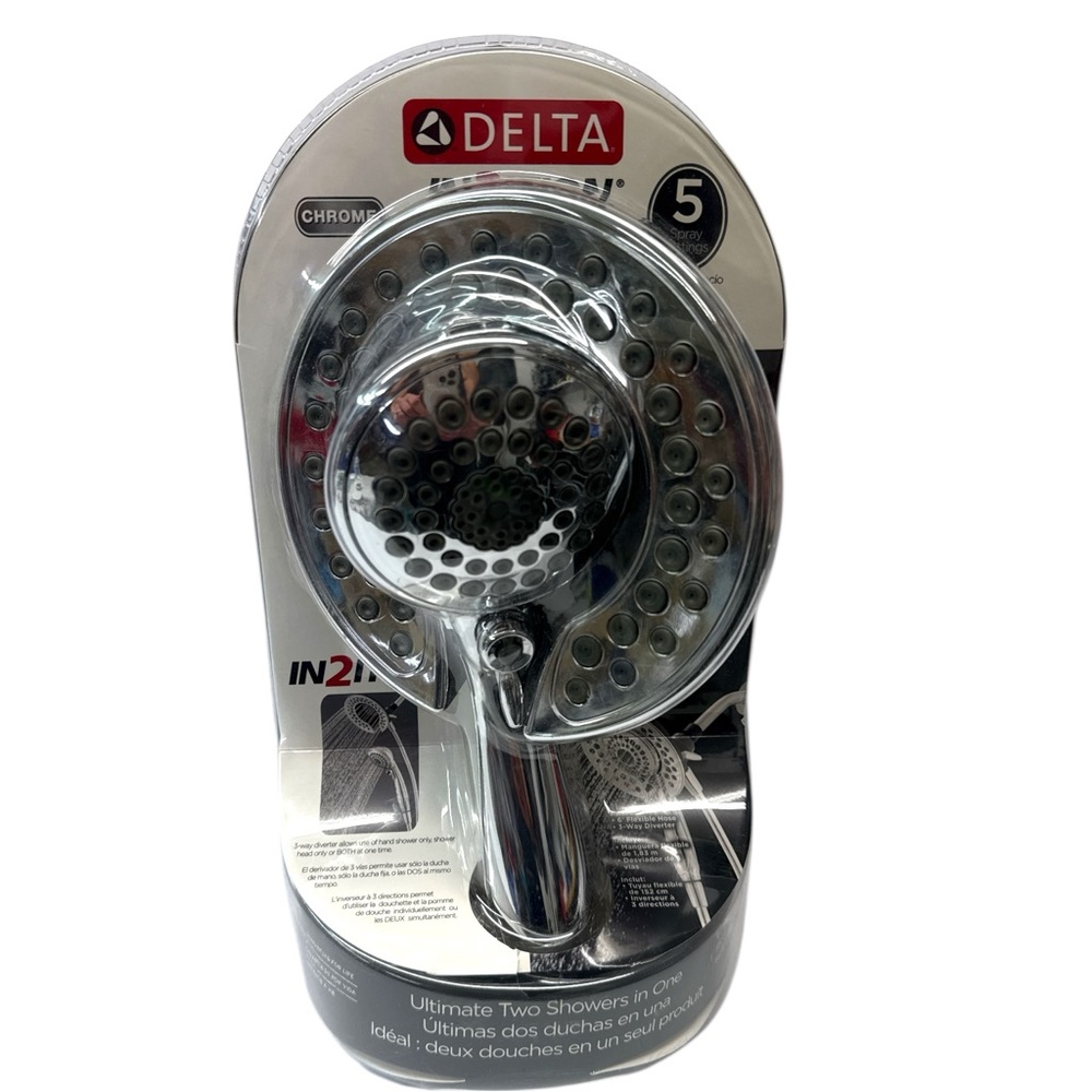 Delta In2ition 2 in 1 5-Spray Fixed and Handheld Shower Head Chrome Dual - Picture 8 of 8